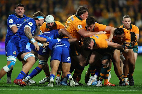 Wallabies dominating the Italian scrum in July.