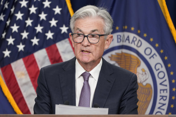 Federal Reserve Chair Jerome Powell speaks at a news conference Wednesday