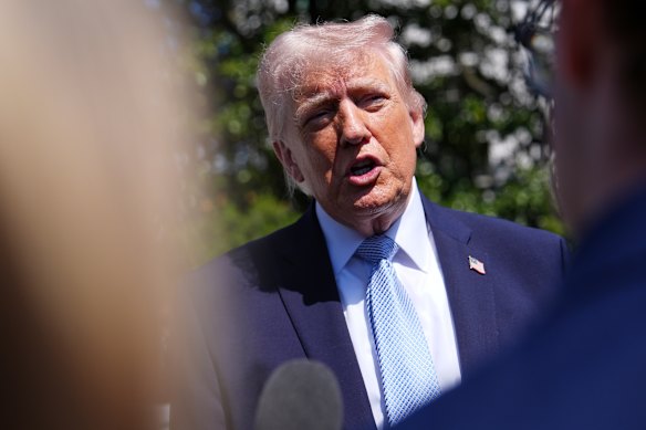 Trump spoke to reporters during a family-friendly Easter event at the White House.