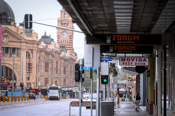 Quiet streets: Melbourne during a lockdown in October 2021.