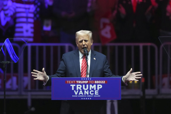 President-elect Donald Trump speaks at a rally.
