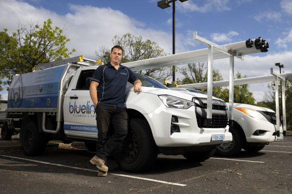 Plumber and small business owner Anthony Butler and his three employees all have utes.