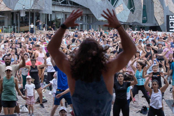 Wicks in action at Federation Square on Saturday.