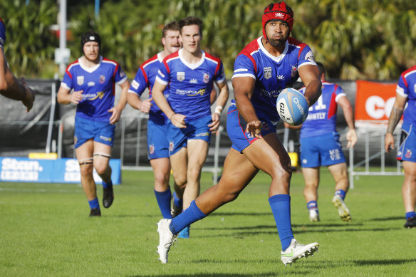 Langi Gleeson in action for the Marlins against rivals Warringah.