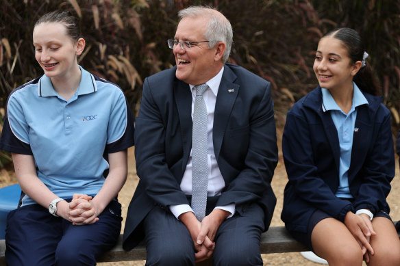 Prime Minister Scott Morrison at a school visit this week.