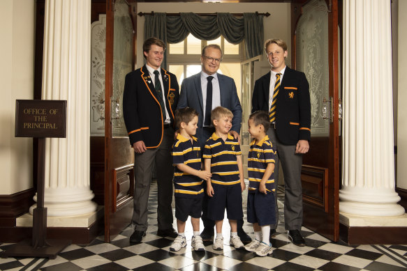 The Scots College principal, Dr Ian Lambert, with students. The college will participate in a ground-breaking teacher training program next year.