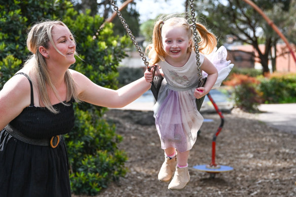 Melbourne preschooler Mylah Dovaston-Zietara with her mother Kylie Dovaston. 