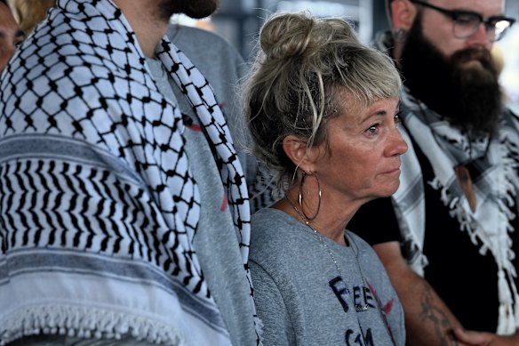 Australian activists, including Juliet Lamont (pictured in Sydney on Monday), have alleged they experienced abuse and mistreatment while in Israeli custody last week.