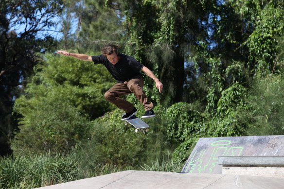 Former pro-skateboarder Darren Kaehne at Mona Vale Skatepark – “the gold standard of skateparks north of the bridge”.