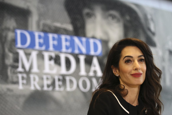 International human rights lawyer Amal Clooney smiles during a Foreign Ministers G7 meeting in Dinard, Brittany, last year.