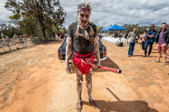 Mutthi Mutthi Elder Dave Edwards was present when Mungo Man’s remains, along with more than 100 other ancient ancestors, were taken back to Country from Canberra in 2017. What happens next is still under dispute.