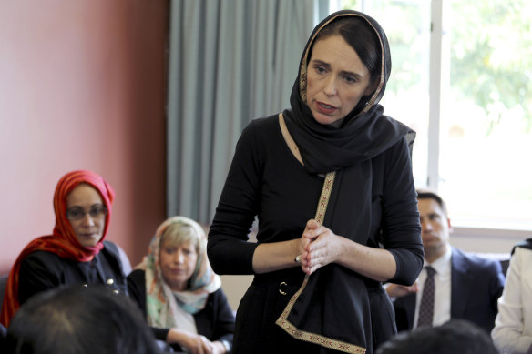 Jacinda Ardern visits members of Christchurch's Muslim community after the attack.