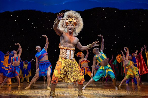 Aphiwe Nyezi brings energy as the adult Simba.