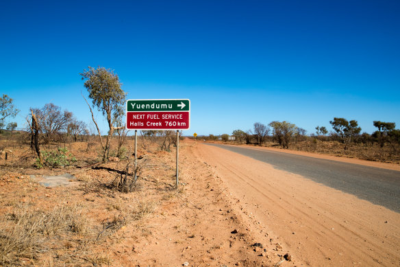 Tanami Road between Alice Springs and the remote Aboriginal community of Yuendumu.
