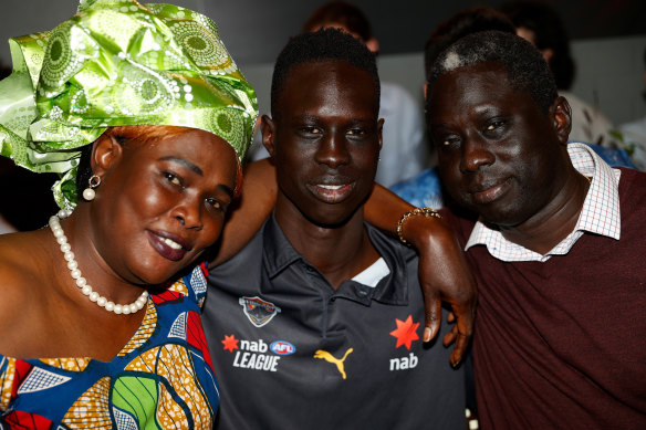 Mac Andrew with his family on draft night.