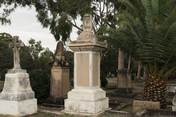Run down: The unrestored sandstone pedestal with urn at the memorial to David Jones. 