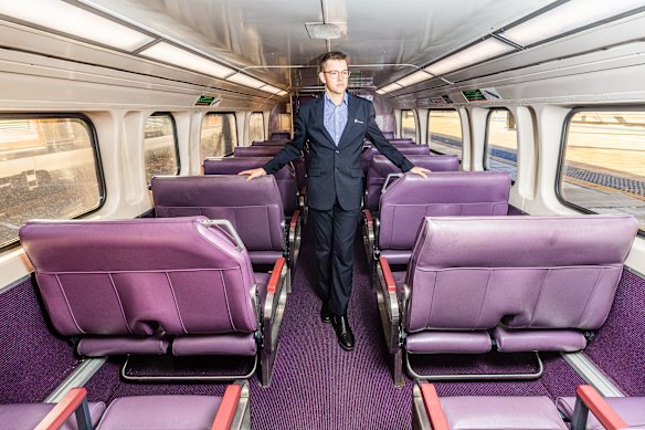 The decades-old V-set trains are arguably best known by commuters for their purple-coloured seats.