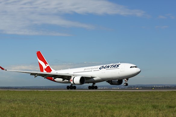 The aircraft have been upgraded: A Qantas A330 landing.