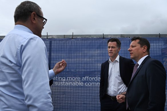 NSW Premier Chris Minns with Planning Minister Paul Scully (right).