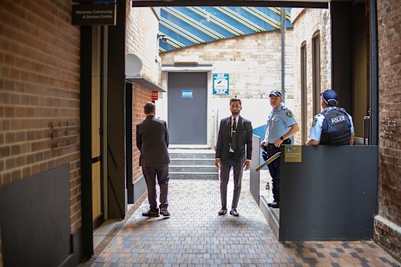 Security and police were on hand for the Waverley Council meeting at Bondi Junction.