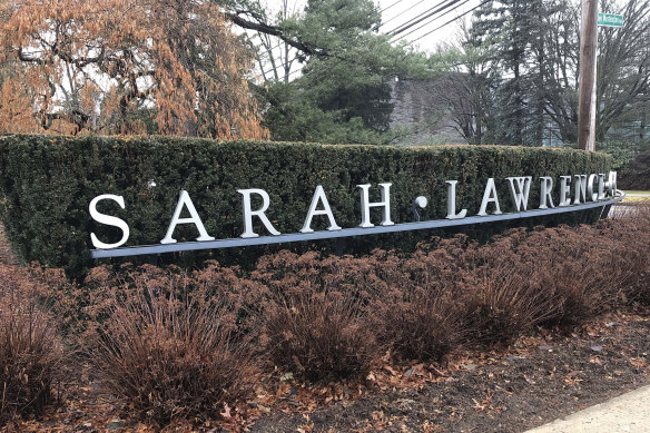 A hedge row marks the campus of Sarah Lawrence College in Yonkers, New York.