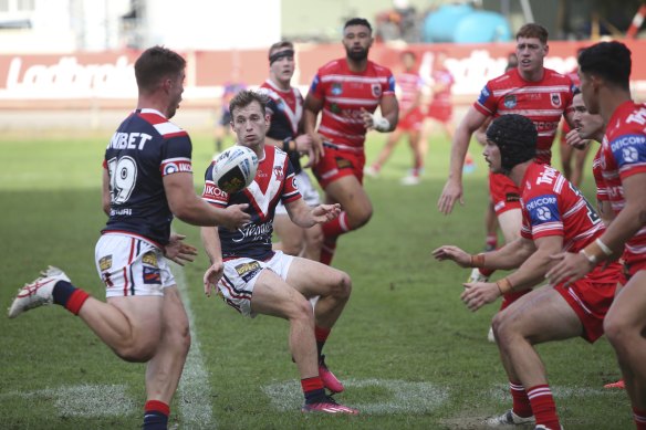Sam Walker in action for the Roosters.