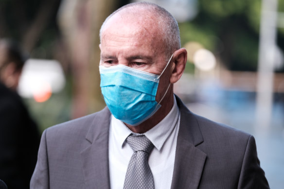 Chris Dawson outside the NSW Supreme Court on Monday on the last day of his trial.