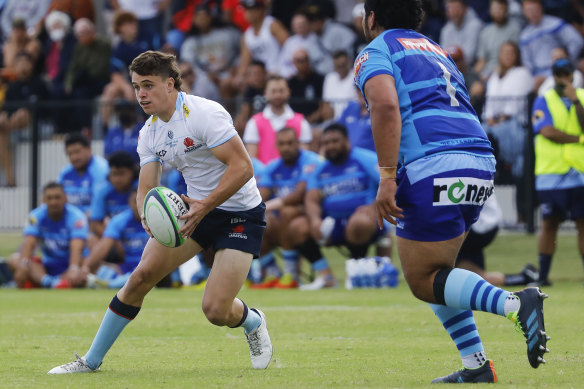 Teddy Wilson playing for the Waratahs in a trial against Western Sydney Two Blues in February.