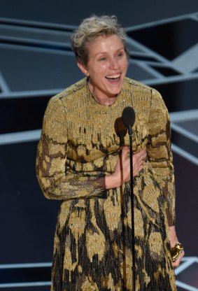 Frances McDormand accepts the award for best performance by an actress in a leading role for <em>Three Billboards Outside Ebbing, Missouri</em>.