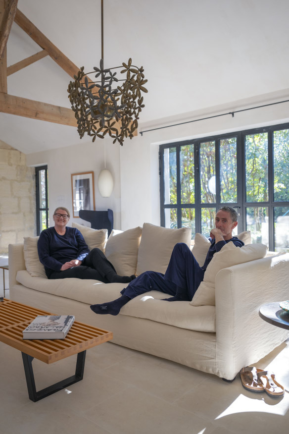The author with Grant in the stylish farmhouse.