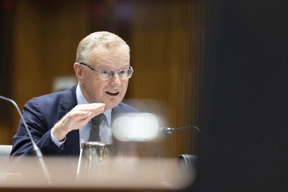 Reserve Bank of Australia (RBA) Governor Philip Lowe during a hearing with the House of Representatives Standing Committee on Economics, at Parliament House in Canberra.