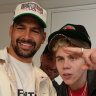 Rabbitohs fan and global superstar Kid Laroi with Cody Walker and Jai Arrow.