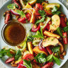 Julia Busuttil Nishimura’s heirloom tomato salad with peaches, mint and almonds.