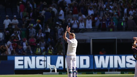 Captain Ben Stokes applauds the English fans.