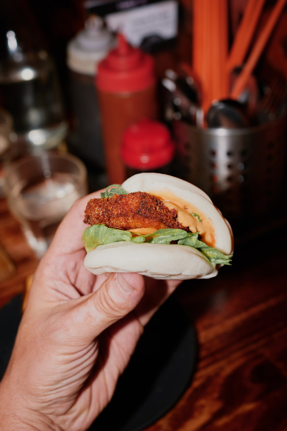 Panko-crumbed eggplant bao at Saigon Street Eats.