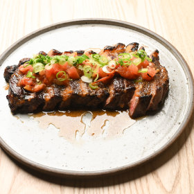 Wood-fired flank steak.