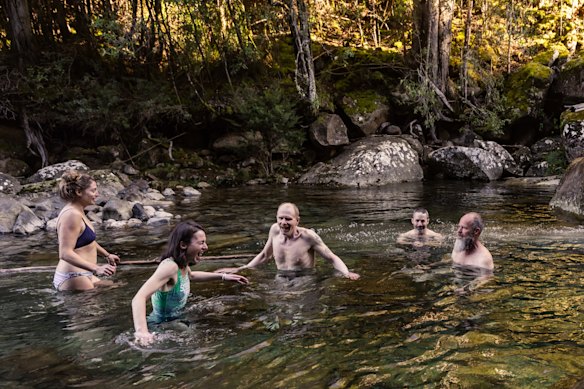 Take an icy plunge in North West Bay River.