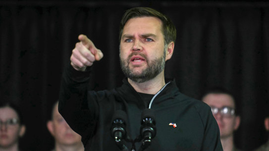 US Vice President J.D. Vance speaks at the US military’s Pituffik Space Base in Greenland on Friday.