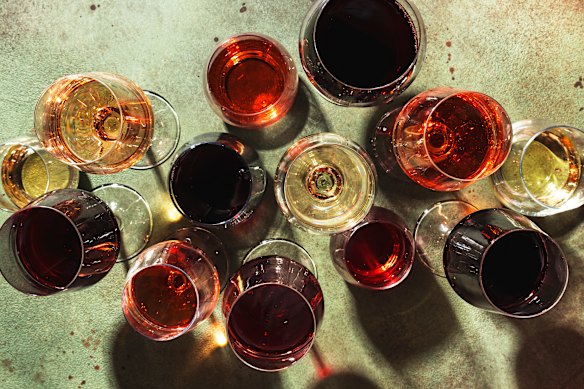 A full spectrum of wine colours.