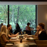 The hotel restaurant looks out over Hyde Park, “a giant lozenge of Victoriana greenery”.