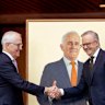 Malcolm Turnbull and Anthony Albanese had plenty of compliments for each other during the 29th prime minister of Australia’s official portrait unveiling at Parliament House.