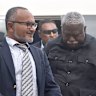 Solomon Islands’ new prime minister Matthew Wale (left) in Honiara in 2024.