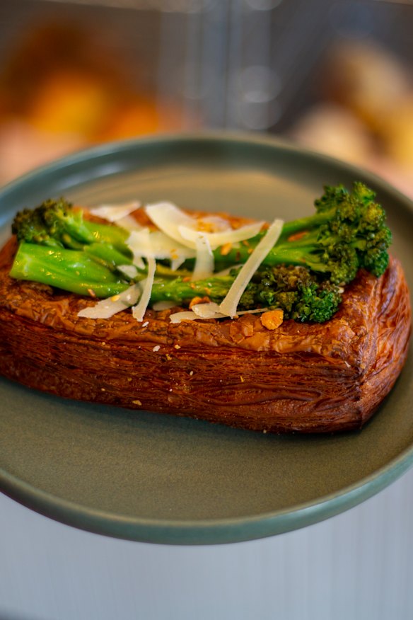 Broccolini and bechamel danish.