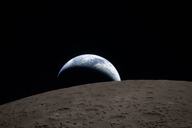 View of Earth as Artemis II crew flew around the moon