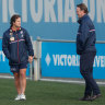Western Bulldogs coach Luke Beveridge and club great Chris Grant.