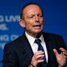 Former prime minister and newly elected Liberal Party federal president Tony Abbott at the Liberal Party’s annual meeting in Melbourne on Friday.
