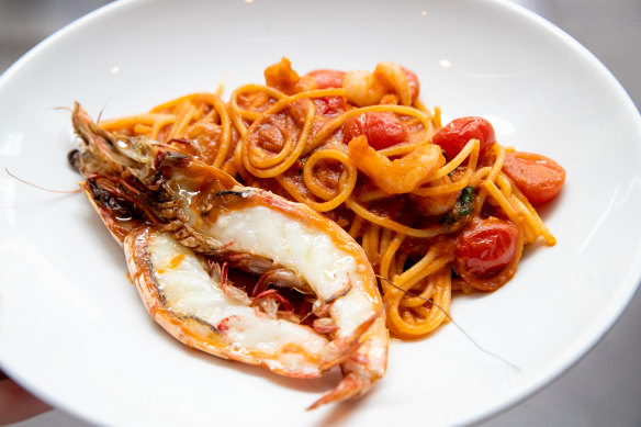 The scampi spaghettini at Fratelli Paradiso. 