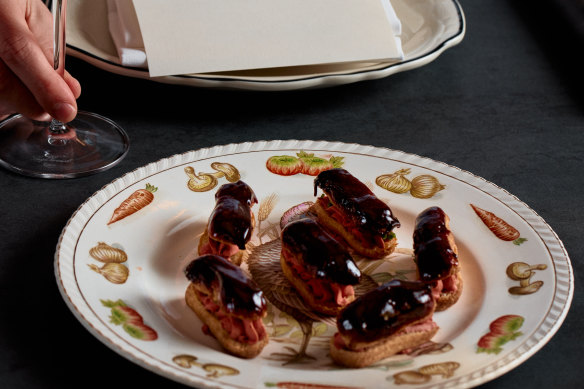 Chicken liver mousse eclairs.