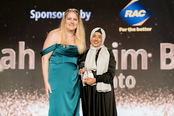 Abidah Kassim Bachoo, Rio Tinto (right), winner of the Workplace Wellbeing Award.