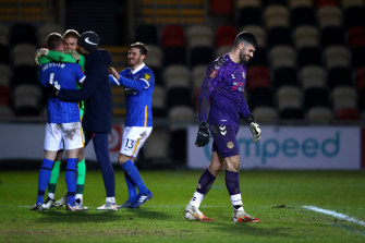 Newport keeper Tom King after his side lost on penalties to Brighton.